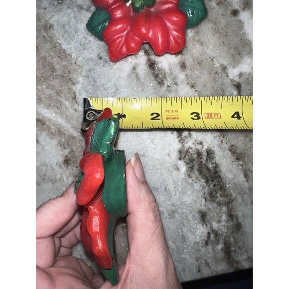 Vintage Christmas Candles Floating Poinsettias Candles 3" Set Of 2 With A Bonus - Picture 4 of 6